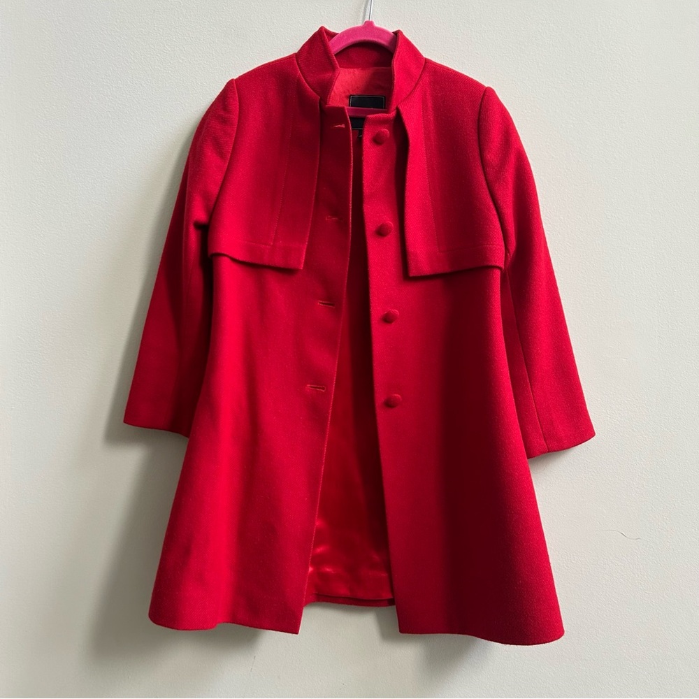 Oscar de la Renta Girls’ Solid Red Dressy Wool Coat, Size 8